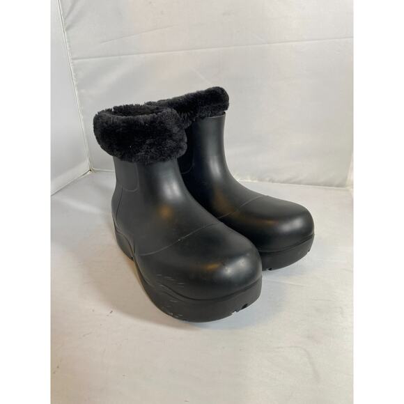 Noize Fur Lined Rain Boot Womens 38 8 Black Warm Weather Waterproof Vegan Ankle - Picture 2 of 7